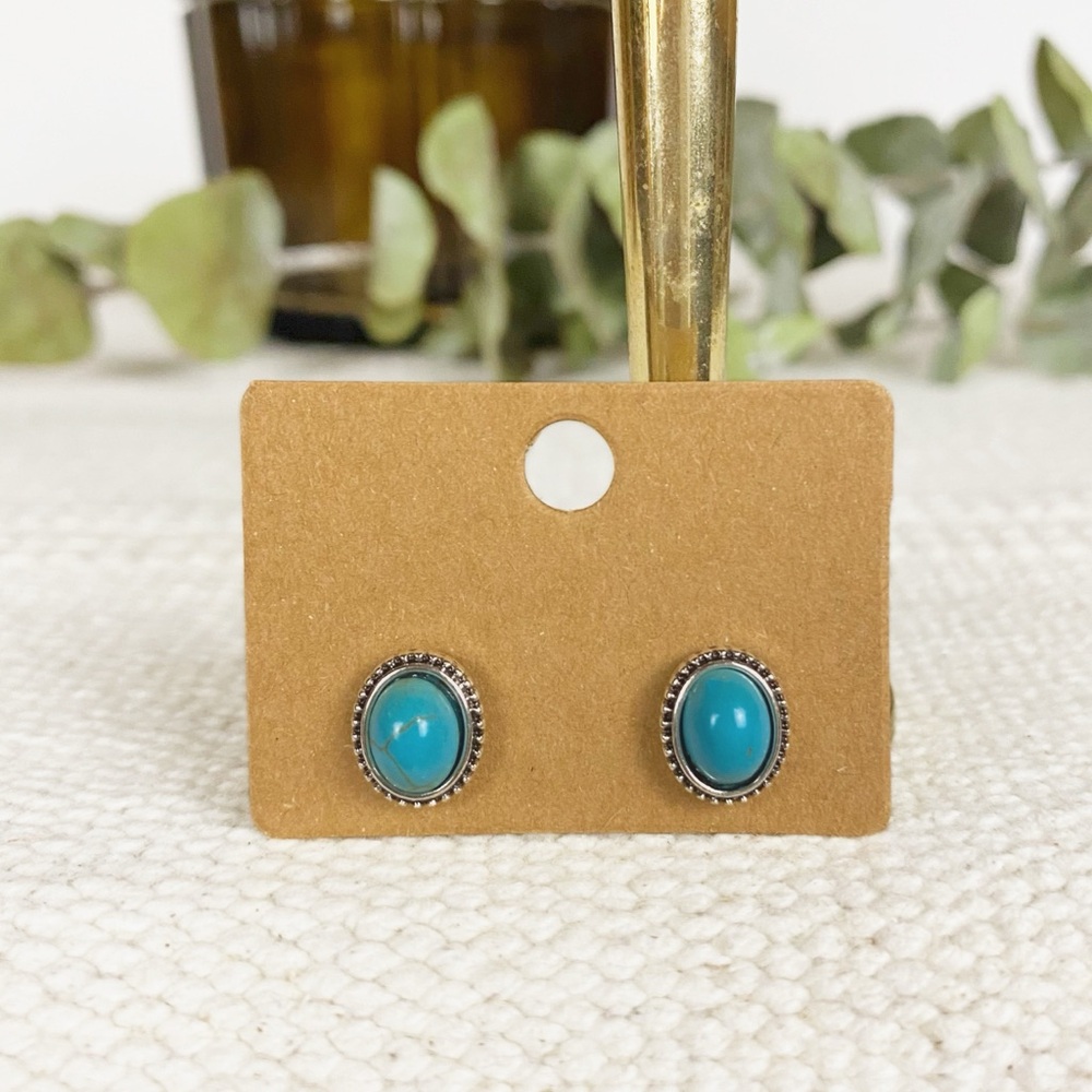 New Western style Turquoise color Oval shaped Earrings Boutique